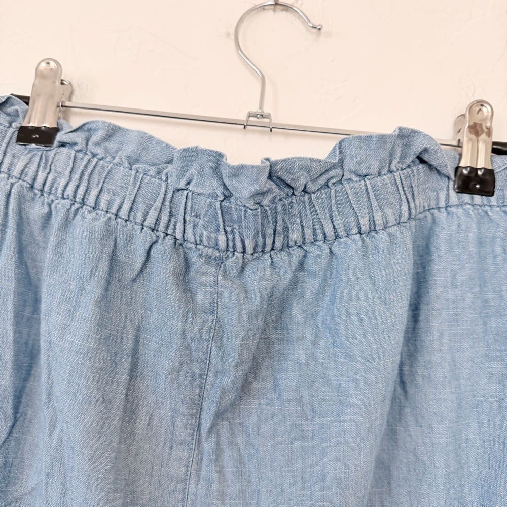J. Crew Light Blue Denim A-Line Skirt with Ruffle Waist - Picture 9 of 12